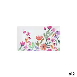 Snackdienblad La Mediterránea Blommor 25 x 15 x 2 cm (12 Stuks)