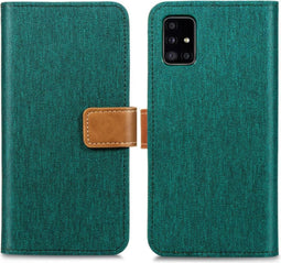 iMoshion Hoesje Geschikt voor Samsung Galaxy A51 Hoesje Met Pasjeshouder - iMoshion Luxe Canvas Bookcase - Groen
