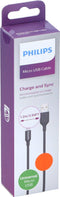 PHILIPS DLC21030U - USB-A naar Micro USB Kabel - 1.2 Meter - Zwart