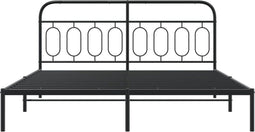 vidaXL - Bedframe - met - hoofdbord - metaal - zwart - 180x200 - cm