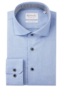 Michaelis Cutaway Shirt - Slim Fit - Non-Iron - Blauw - Maat 38