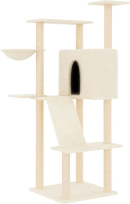 vidaXL - Kattenmeubel - met - sisal - krabpalen - 143 - cm - crèmekleurig