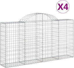 vidaXL - Schanskorven - 4 - st - gewelfd - 200x30x100/120 - cm - ijzer