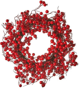 House of Seasons Stirling - Kerstkrans - Bessen Foam - Rood - Ø40 cm