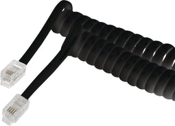 Telefoon spiraalkabel 4P4C/RJ10 zwart 2 meter