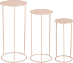 Mica Decorations Bijzettafel Quinty - 32x32x70 cm - Ijzer - Licht Roze - Set van 3