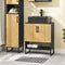 SoBuy BZR202-SCH - Badkast - MDF(E1) met bamboe deuren - Zwart/Natuur