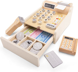 New Classic Toys® Houten Speelgoedkassa - Kassa met Scanner en Pinapparaat - Wit
