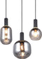 TRIO DIVA - Hanglamp - 3 lichtpunten - Zwart mat - Rookglas (1 stuk)