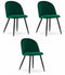 Set van 3 Stoelen BELLO - Groen Velvet, Zwarte Metalen Poten, Modern Design en Uitstekend Zitcomfort voor Woonkamer, Slaapkamer, Eetkamer of Kantoor, Max. 120 kg