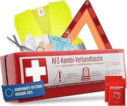 Auto combitas (3 in 1) - EHBO-set volgens norm (2026) - incl. gevarendriehoek veiligheidsvest
