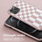 Selencia Hoesje Geschikt voor iPhone 12 Pro Max Hoesje Met Koord - Selencia Siliconen design hoesje met afneembaar koord - Roze / Irregular Check Sand Pink