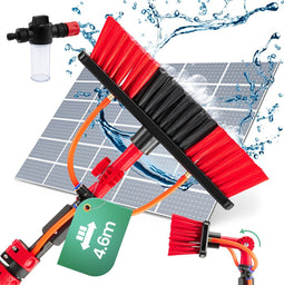 Hortensus - Telescopische waterborstel - 4,6 m met zeepreservoir en verstelbare hoek - Wit