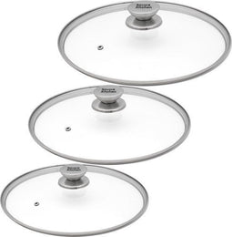 Savoré Kitchen Pannendeksel Set 3-delig - Deksel Ø 20 24 28 cm - Gehard glas RVS