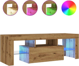 vidaXL - Tv-meubel - met - LED - 120x36,5x40 - cm - bewerkt - hout - artisanaal - eiken