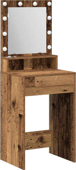 vidaXL - Make-uptafel - met - LED-verlichting - - - Oud - Hout, - 50x41x135 - cm