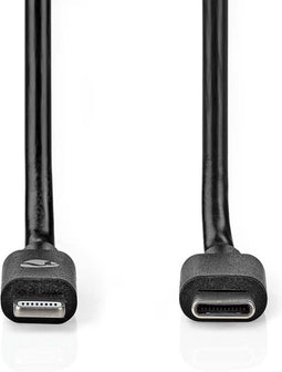 Nedis Lightning Kabel - USB 2.0 - Apple Lightning 8-Pins - USB-C Male - 1.00 m - Zwart