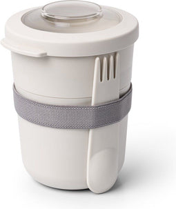 Amuse Morning & Noon Bowl + Spork & Spork en Rekker - Ontbijtkom - Lunchbox met vork/lepel - 2 Compartimenten - Lekvrij- Zand - 450 + 150 ml