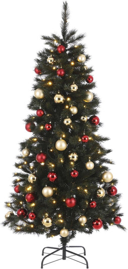 Black Box Trees Voss Kunstkerstboom met Versiering en LED Verlichting - H185 cm - Rood, Goud