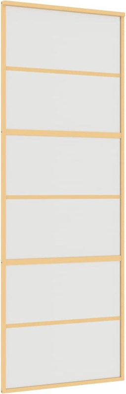 vidaXL - Schuifdeur - 76x205 - cm - mat - ESG-glas - en - aluminium - goudkleurig