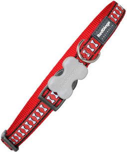 Dog collar Red Dingo Reflective Bones Red (1,2 x 20-32 cm)