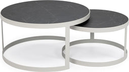 Stalux Salontafelset 'Saar' rond 80 en 60cm, kleur wit / zwart marmer