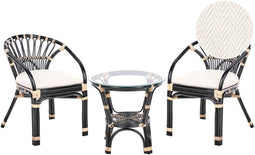 PECORINI - Bistro set - Zwart - Rotan