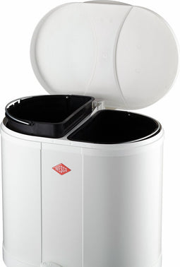 Pedaalemmer - 2 Vakken - Eco verzamelaar 170 - Wesco - afvalvolume 30 (2 x 15) liter - Wit