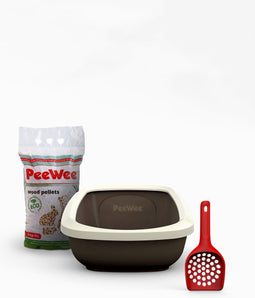 PeeWee EcoGranda XXL Kattenbak Startpakket Bruin/Ivoor - 66,5 x 48,5 x 28 cm