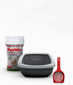 PeeWee EcoGranda XXL Kattenbak Startpakket Grijs/Antraciet - 66,5 x 48,5 x 28 cm