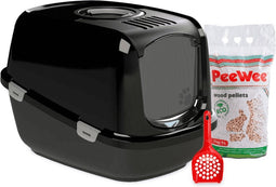PeeWee Kattenbak XXL EcoDome Startpakket - Zwart - 66.5 x 48.5 x 46.5 cm