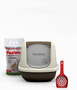 PeeWee XXL kattenbak EcoDome Startpakket Bruin/Ivoor - 66,5 x 48,5 x 46,5 cm