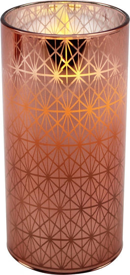 Peha Kaars Met Led Verlichting Rond 15 Cm Wax/glas Koper