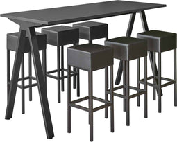 Bartafel Victory breed 120CM kleur frame Antraciet (Ral 7016) kleur blad Noten Hickory