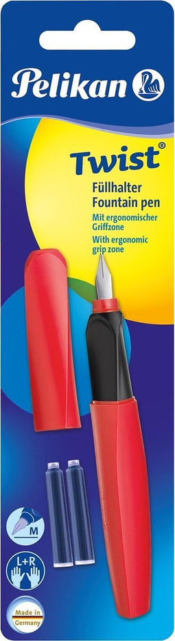 Pelikan Twist - vulpen - Fiery Red M + 2x standaard inktpatroon