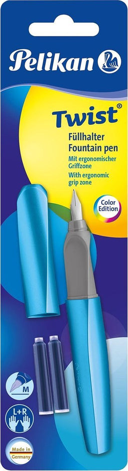 Pelikan Twist - vulpen - Frosted Blue M + 2x standaard inktpatroon
