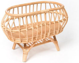 Pellianni: POPPENWIEG 38x25x28cm , in rotan, handgemaakt, matras incl., 3+