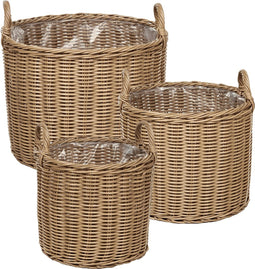 PENDULA - Bloempot set van 3 - Natuurlijk - PE rotan