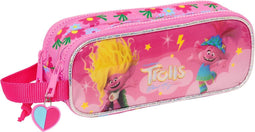 Pennenetui met 2 vakken Trolls Roze 21 x 8 x 6 cm
