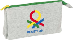 Pennenetui met 3 vakken Benetton Pop Grijs (22 x 12 x 3 cm)