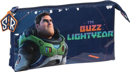 Pennenetui met 3 vakken Buzz Lightyear Marineblauw (22 x 12 x 3 cm)