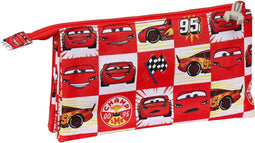 Pennenetui met 3 vakken Cars Let's race Rood Wit (22 x 12 x 3 cm)