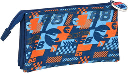 Pennenetui met 3 vakken Hot Wheels Speed club Oranje Marineblauw (22 x 12 x 3 cm)