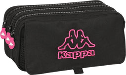 Pennenetui met 3 vakken Kappa Black and pink Zwart (21,5 x 10 x 8 cm)