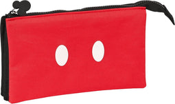 Pennenetui met 3 vakken Mickey Mouse Clubhouse Mickey mood Rood Zwart (22 x 12 x 3 cm)