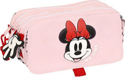 Pennenetui met 3 vakken Minnie Mouse Me time Roze (21,5 x 10 x 8 cm)