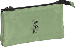 Pennenetui met 3 vakken Minnie Mouse Mint shadow Militair groen (22 x 12 x 3 cm)