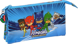 Pennenetui met 3 vakken PJ Masks Blauw 22 x 12 x 3 cm