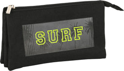 Pennenetui met 3 vakken Safta Surf Zwart (22 x 12 x 3 cm)
