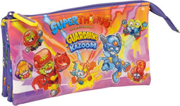 Pennenetui met 3 vakken SuperThings Guardians of Kazoom Paars Geel (22 x 12 x 3 cm)